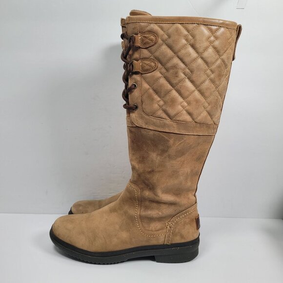UGG Elsa Women's Quilted Tall Leather Lace-Up Boots S/N1013484 US Size 8.5 - Picture 2 of 12